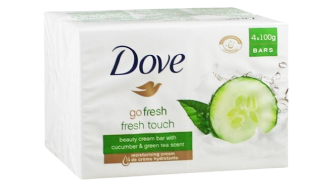 Dove Go Fresh Touch Beauty Cream Soap Bar Cucumber & Green Tea Scent, 4 Count, 3.17 Ounces