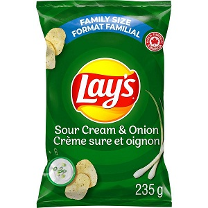 LAY'S, Sour Cream and Onion Flavoured Chips, Value Pack, 235 g